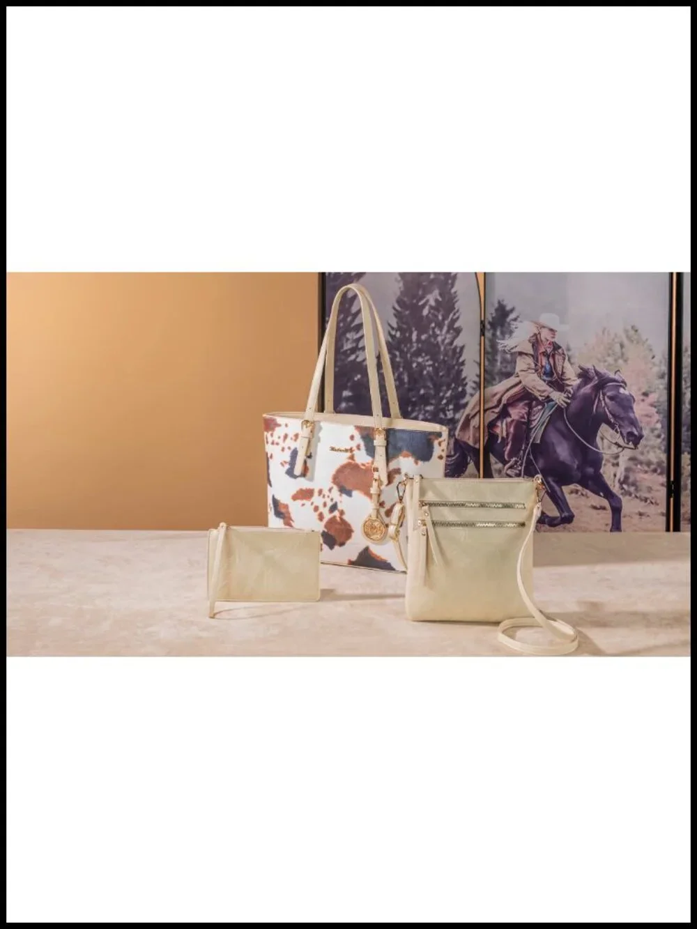 3-Piece Leopard Print Faux Leather Tote Bag Set with Crossbody and Wristlet